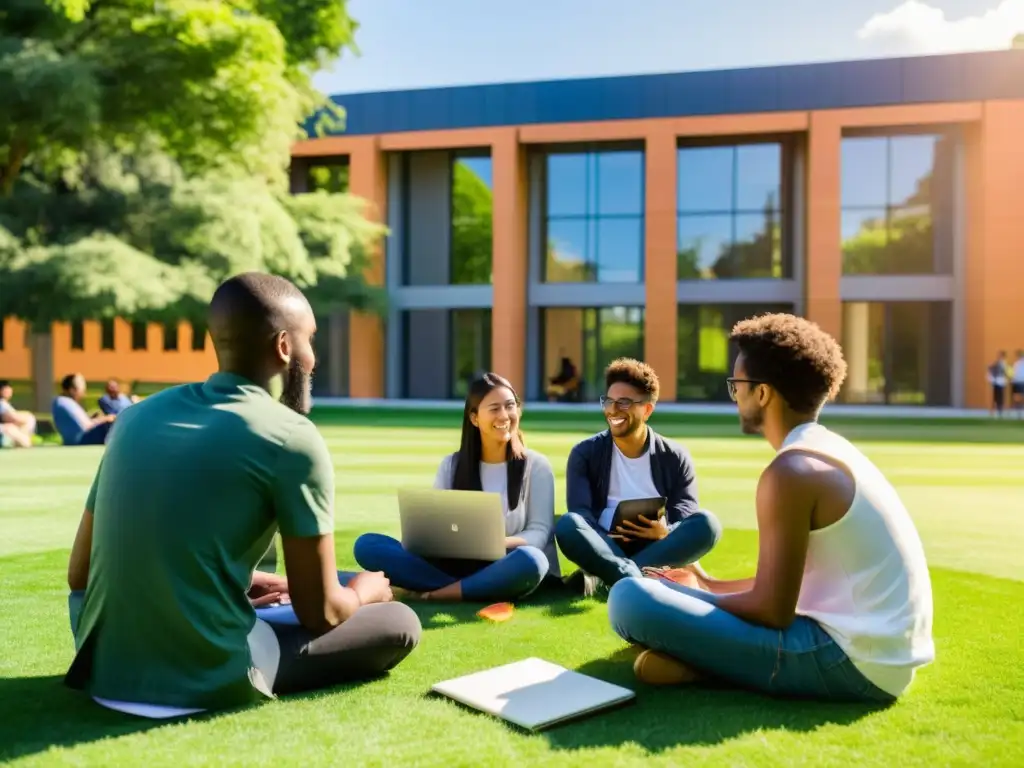 Estudiantes diversificados usan software libre educación a distancia en un animado intercambio de ideas en el campus