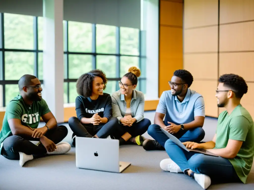 'Estudiantes colaborando en un proyecto de programación, usando Git para educadores en programación