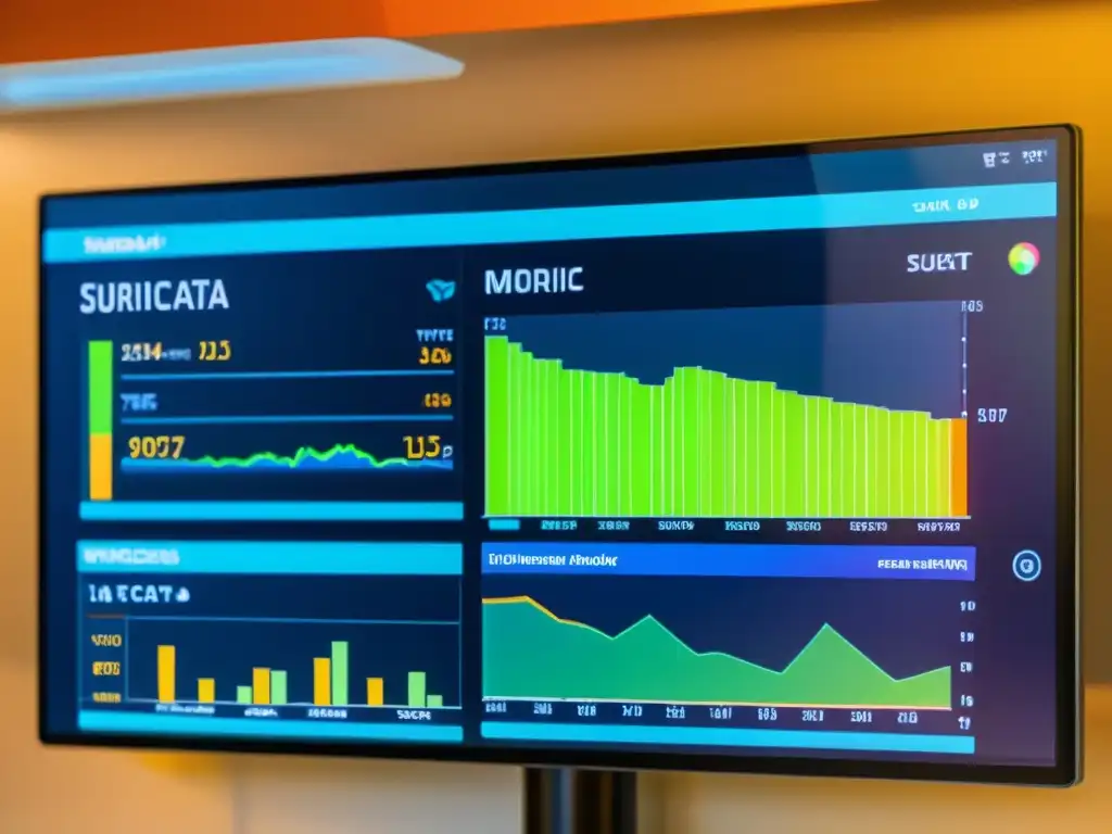 Implementación exitosa de Suricata IDS: panel de control detallado con análisis de tráfico en tiempo real en colores vibrantes