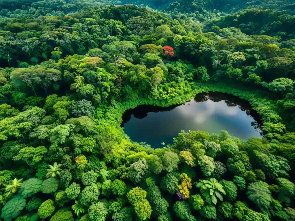 Un exuberante dosel de selva tropical con ríos serpenteantes y una biodiversidad vibrante