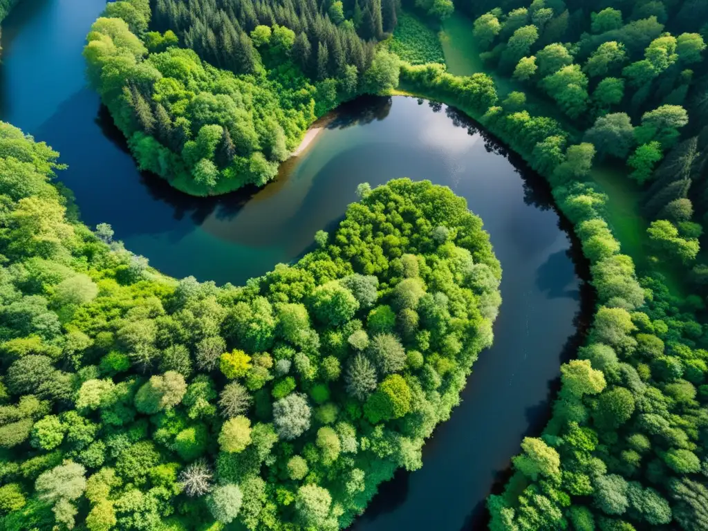 Una exuberante selva verde con un río serpenteante