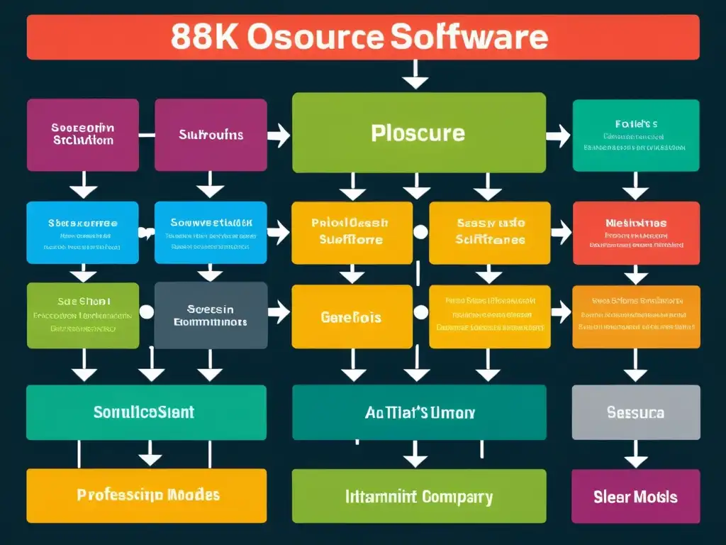 Flujo de suscripción software libre: gráfico detallado en 8k con colores vibrantes y líneas nítidas que representan modelos de suscripción y beneficios