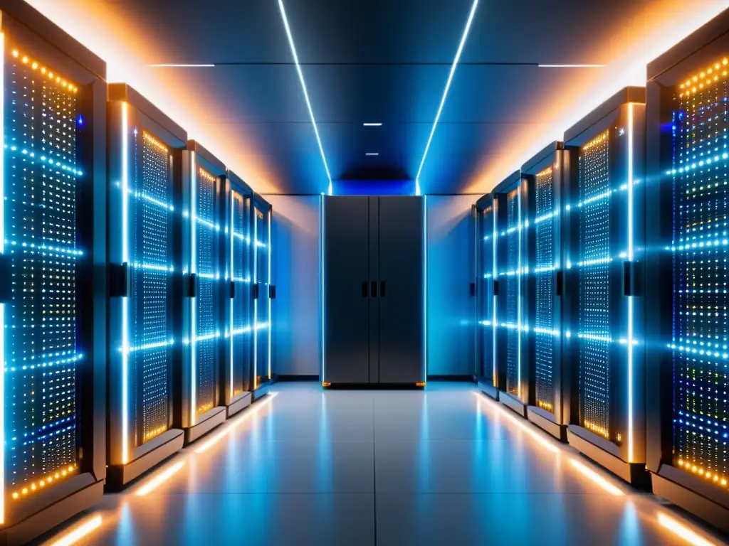 Un futurista centro de servidores con tecnología avanzada