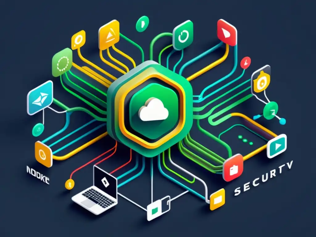 Interconexión futurista de software de código abierto, resaltando la importancia de las actualizaciones para la seguridad