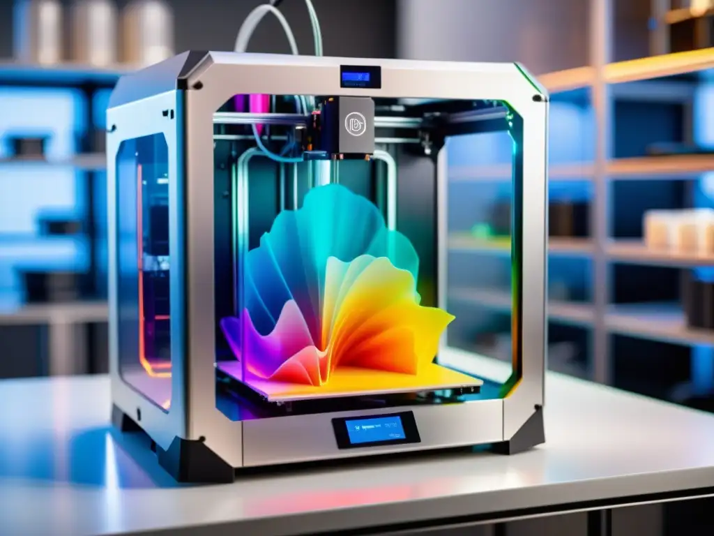 Modelando el futuro con impresión 3D: 3D printer en acción, creando un modelo complejo con colores vibrantes