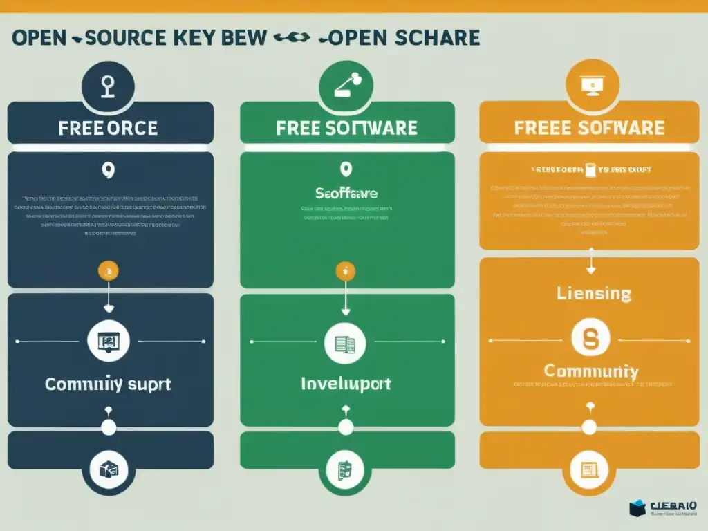 Comparativa detallada de software libre vs Gráfico detallado que muestra las diferencias entre software libre y open source