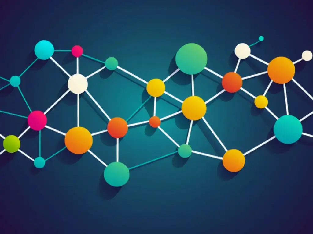 Gráfico moderno e innovador de nodos y líneas que representan las características esenciales CRM código abierto