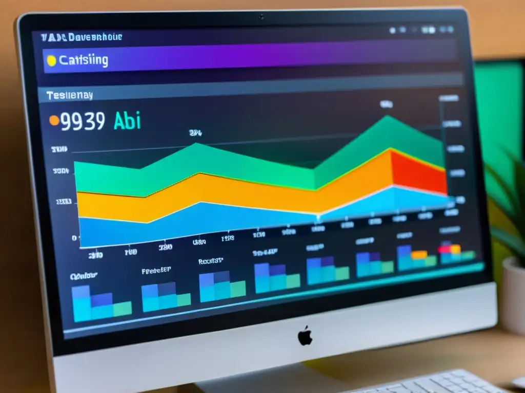 Gráficos de software libre que muestran datos y métricas, con diseño moderno y colores vibrantes