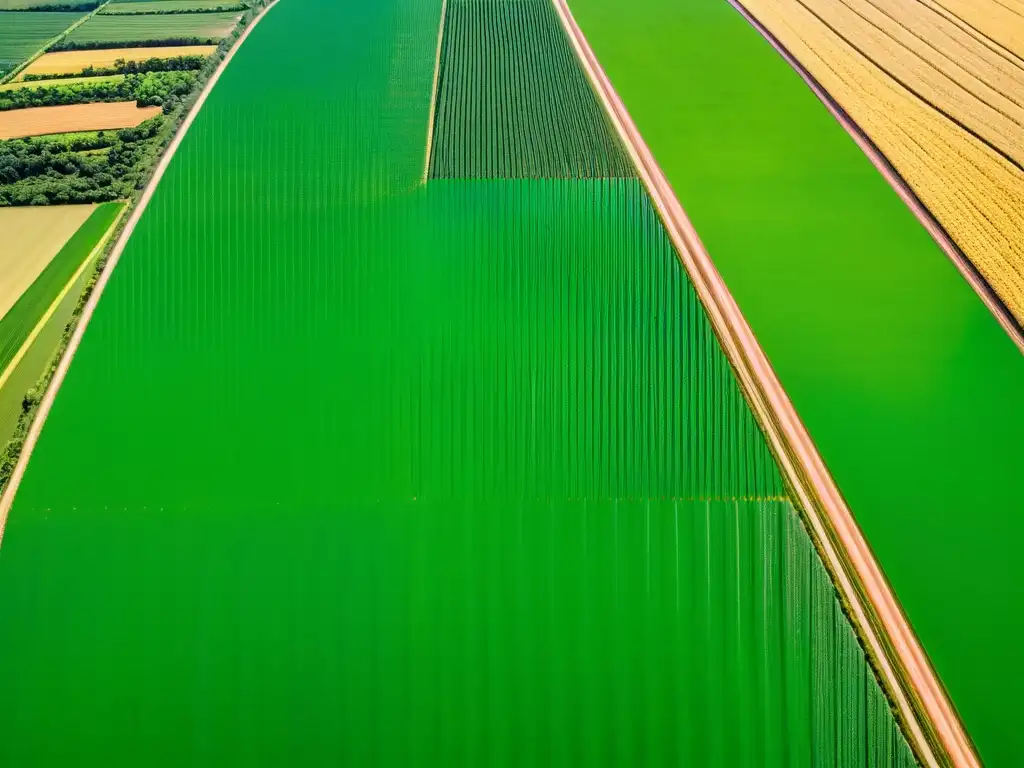 Tecnología open source en agricultura: Granja moderna con maquinaria y herramientas tecnológicas en campos verdes