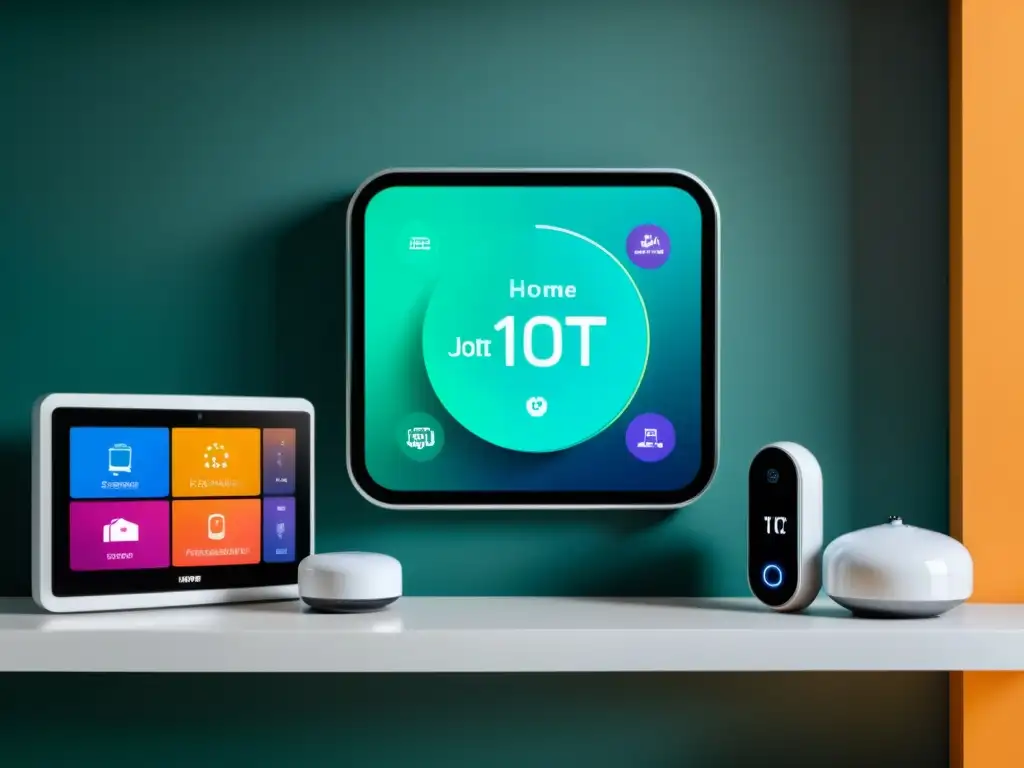 Un hogar inteligente con dispositivos IoT integrados, como termostatos y cámaras de seguridad