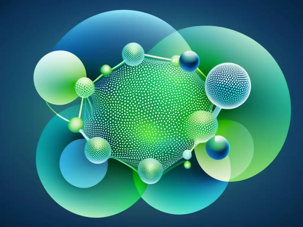 Una ilustración abstracta y moderna de nodos interconectados y puntos de datos, representando la privacidad en el aprendizaje automático