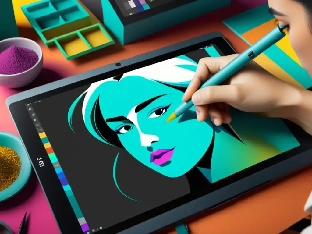 Un ilustrador digital crea una obra vibrante y detallada usando Krita, software de código abierto