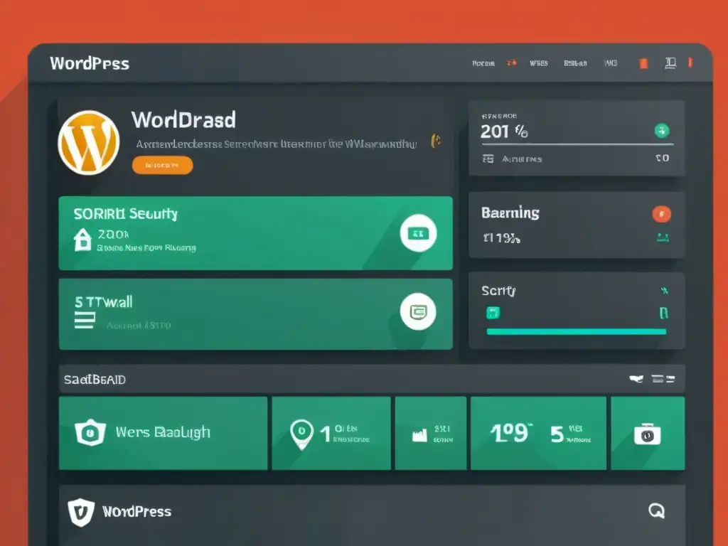 Una imagen de alta resolución del moderno panel de control de WordPress con avanzados plugins de seguridad