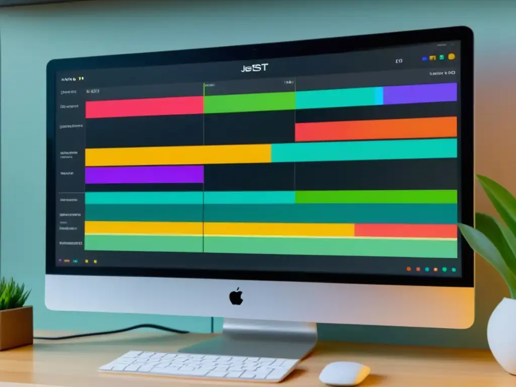 Imagen en alta resolución de pantalla de computadora con interfaz Jest y comparativa de herramientas de prueba en JavaScript