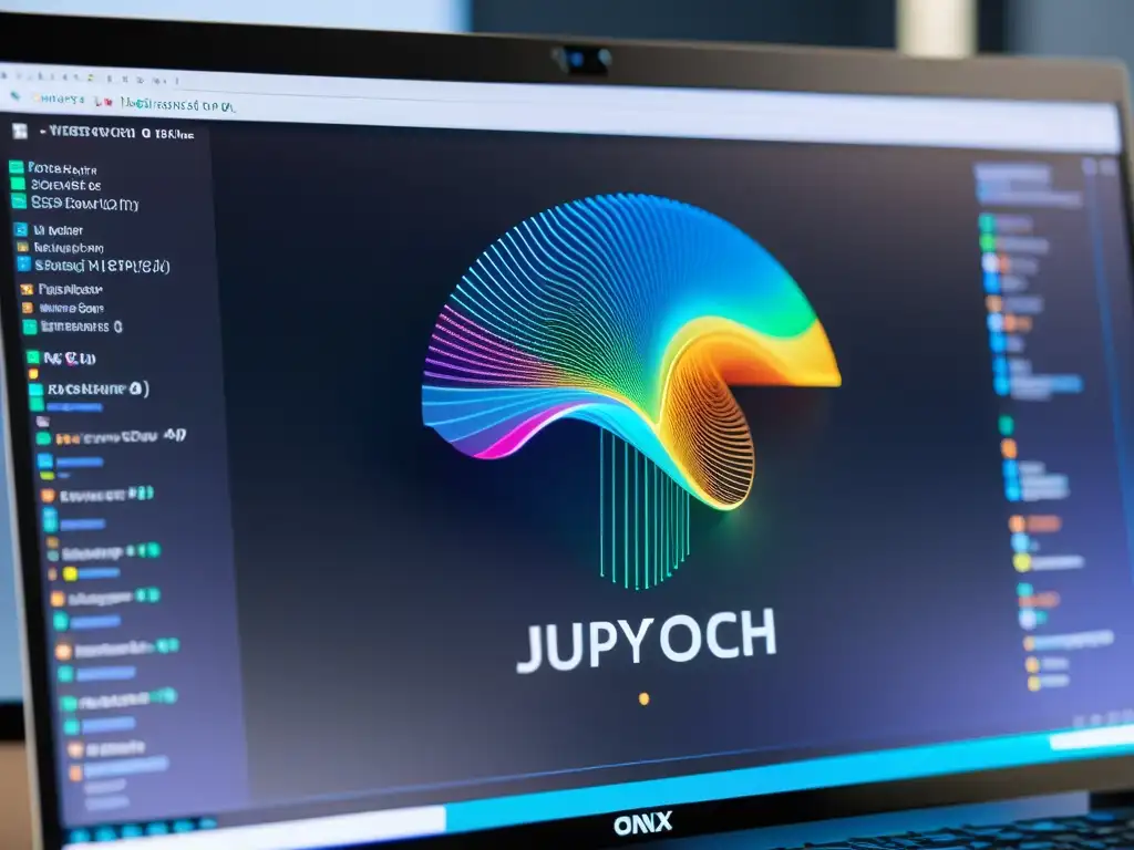 Una imagen de alta tecnología muestra la compatibilidad de modelos de IA entre frameworks, con visualizaciones coloridas y líneas de código complejas