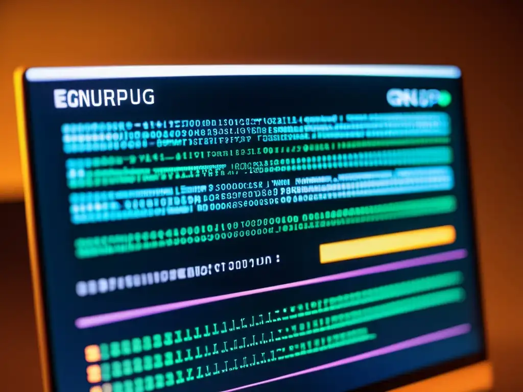 Imagen de alta tecnología mostrando el proceso de encriptación con GnuPG, brindando seguridad informática con software libre