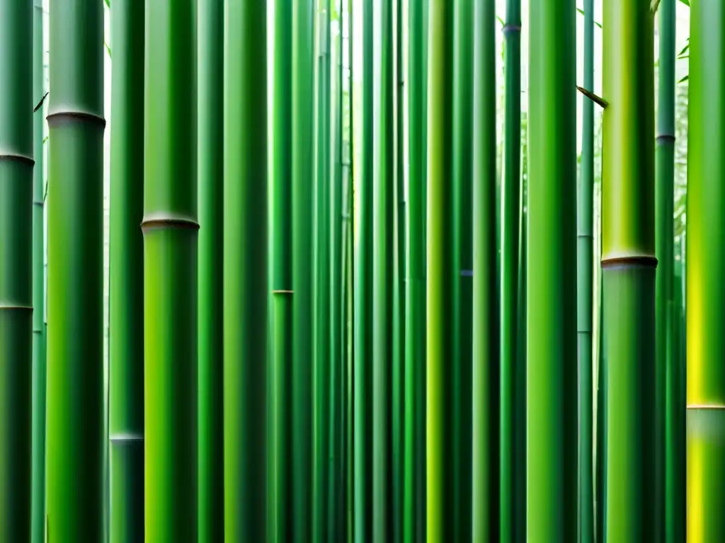 Imagen de bosque de bambú futurista integrado con tecnología moderna, reflejando armonía entre naturaleza y la integración continua Bamboo Atlassian