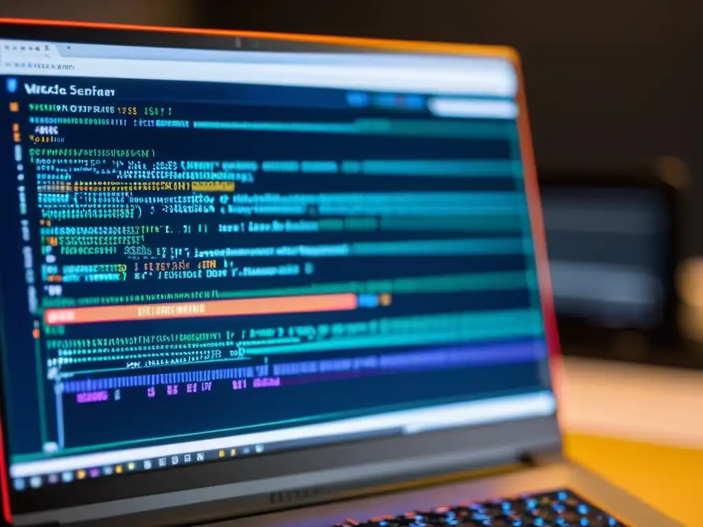 Imagen de código de criptografía open source en un entorno profesional y vanguardista