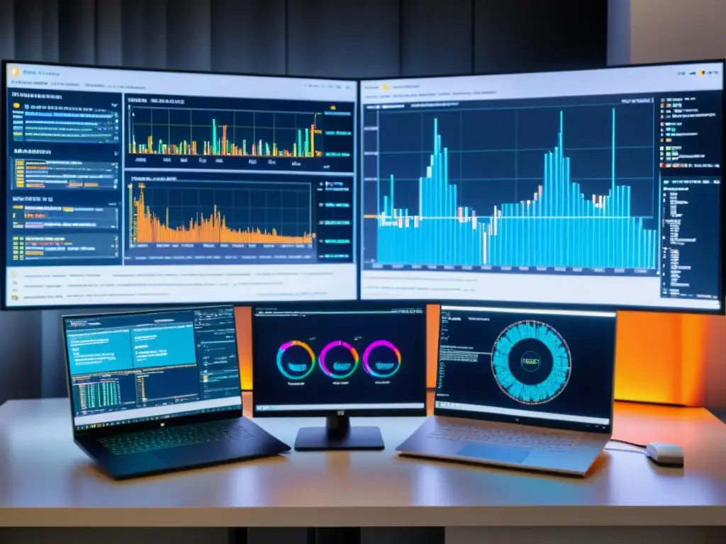 Imagen de comparativa TensorFlow PyTorch código abierto con complejos códigos y visualizaciones de algoritmos de aprendizaje automático