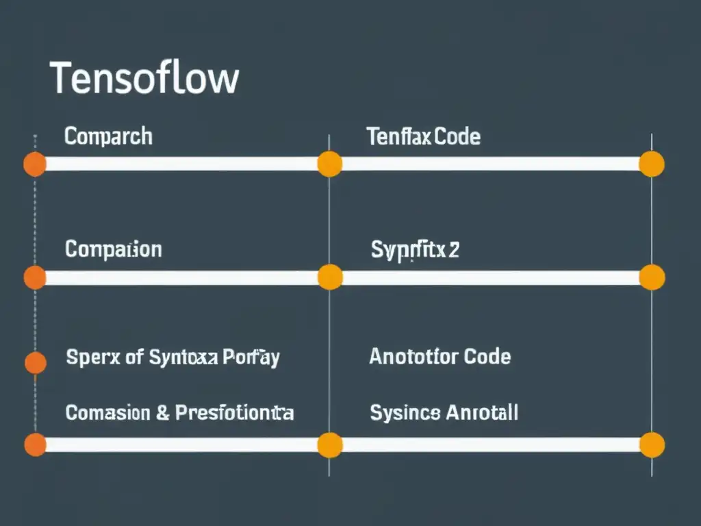 Una imagen detallada compara código de TensorFlow y PyTorch, resaltando diferencias de sintaxis y funcionalidad