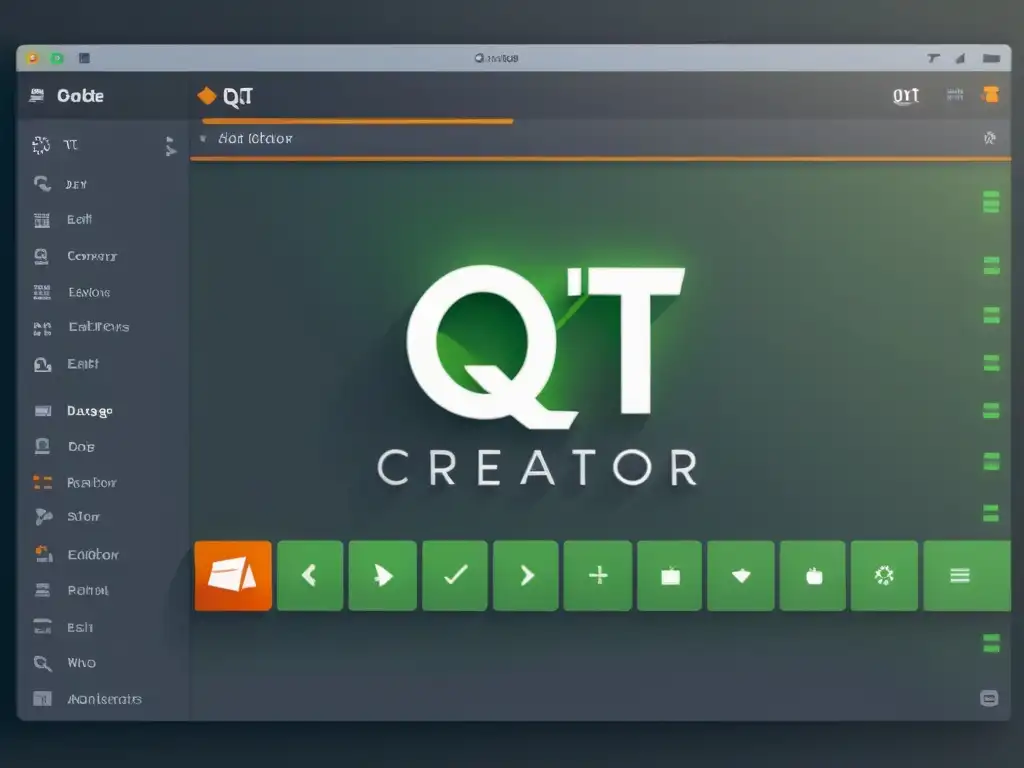Una imagen detallada del entorno de desarrollo integral para Qt Creator, resaltando su interfaz moderna y herramientas de diseño integradas
