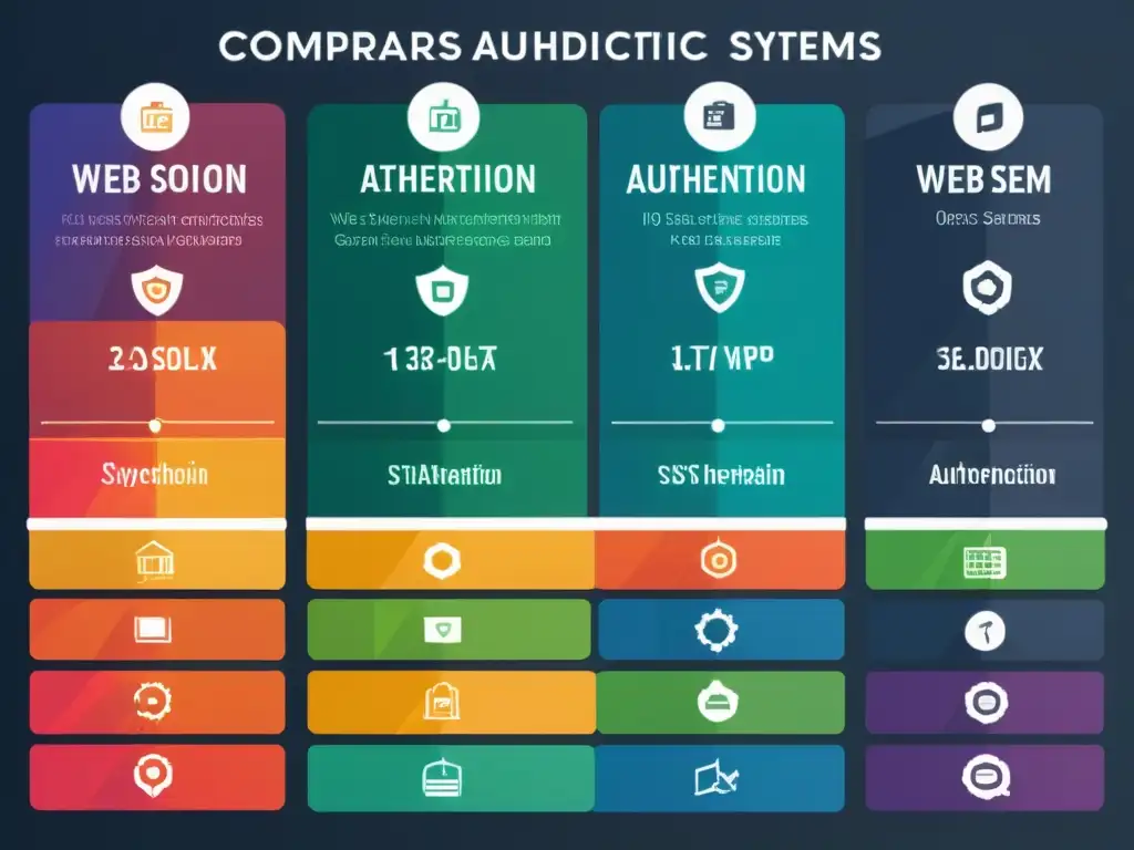 Una imagen detallada de un gráfico comparativo de los mejores sistemas de autenticación web open source, con logotipos y datos concisos