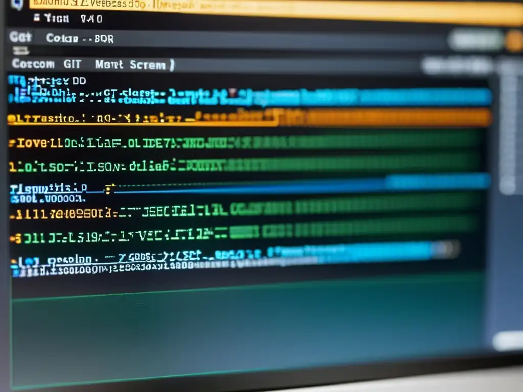 IDE con integración Git: eficiencia y productividad Una imagen detallada muestra la integración Git en un IDE popular, con código bien organizado y herramientas de control de versión prominentes