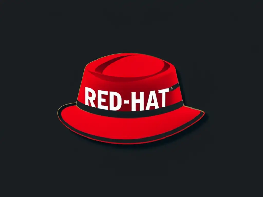 Una imagen detallada y luminosa del logo de Red Hat, resaltando su moderno diseño y éxito en el mercado del software de código abierto