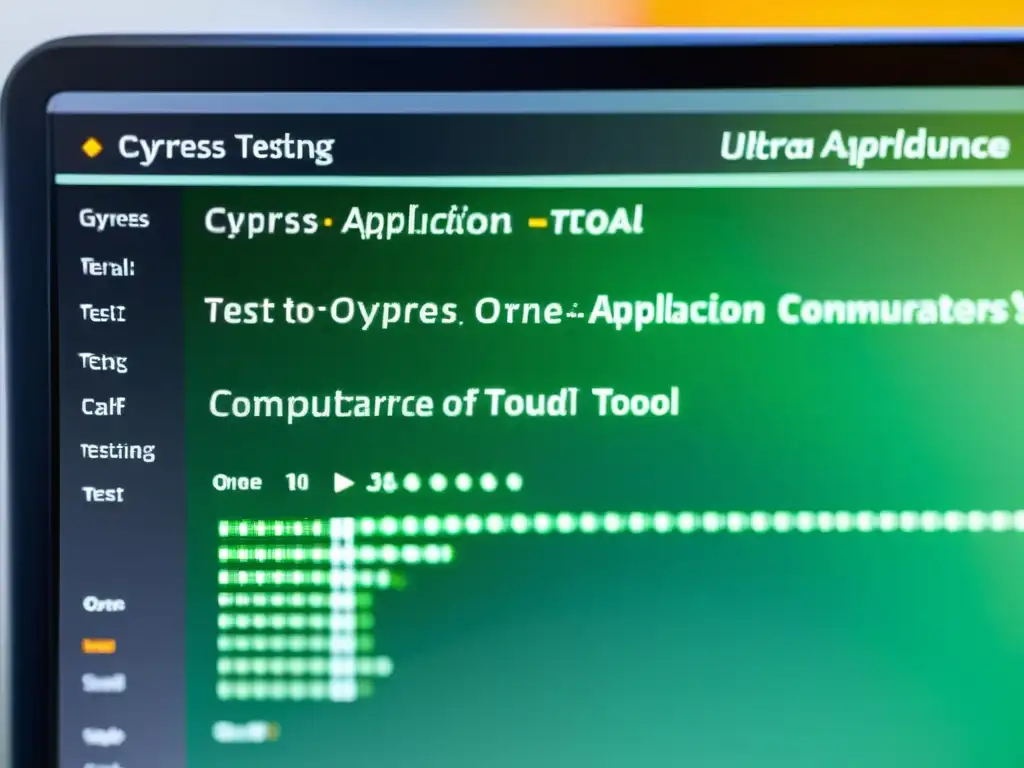 Imagen detallada de pantalla con código, interfaz web y herramienta de prueba Cypress