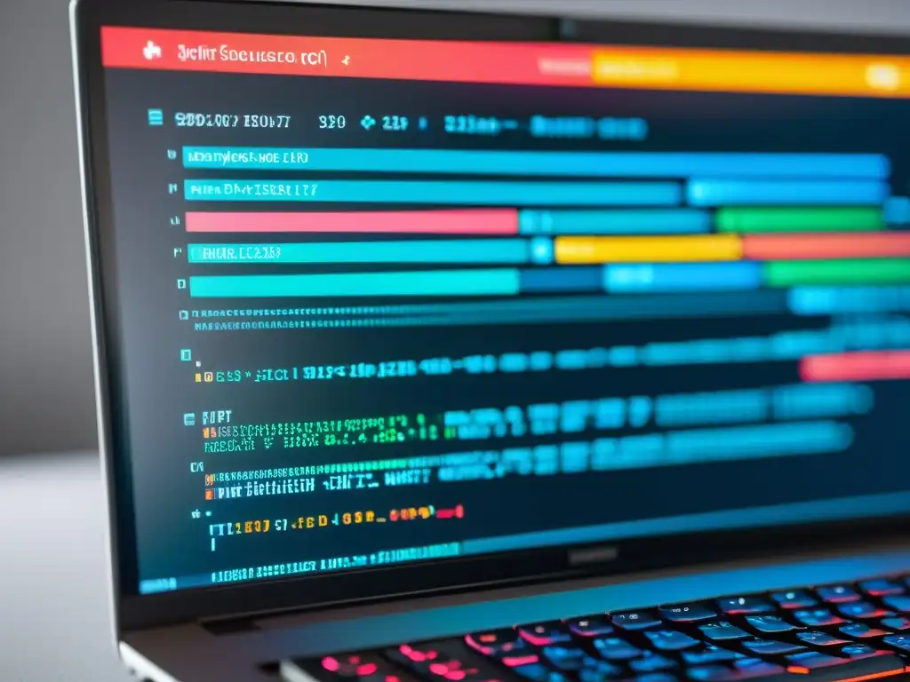 Una imagen detallada de una pantalla de computadora con código de fuente abierto y un espacio de trabajo minimalista