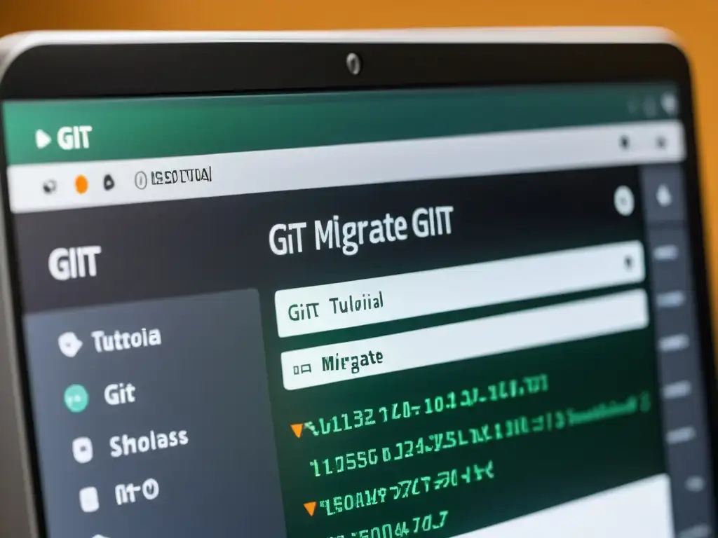 Una imagen detallada muestra una pantalla de computadora con un tutorial paso a paso sobre cómo migrar un proyecto a Git