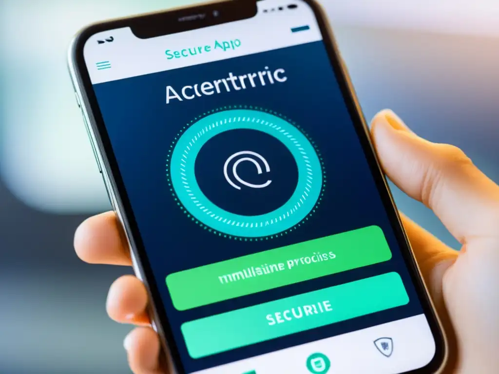 Imagen detallada de pantalla de smartphone con avanzadas prácticas seguridad en apps móviles
