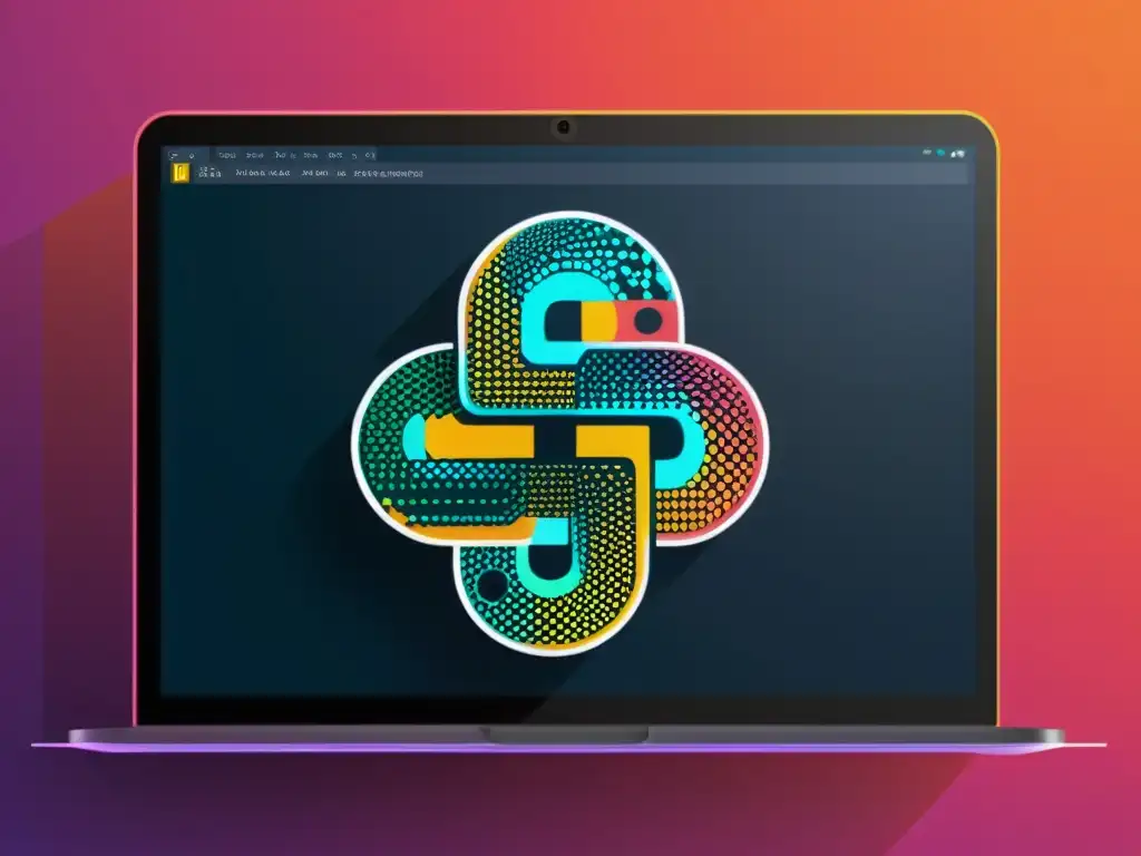 Imagen futurista de código Python en pantalla, con vibrantes colores y patrones geométricos