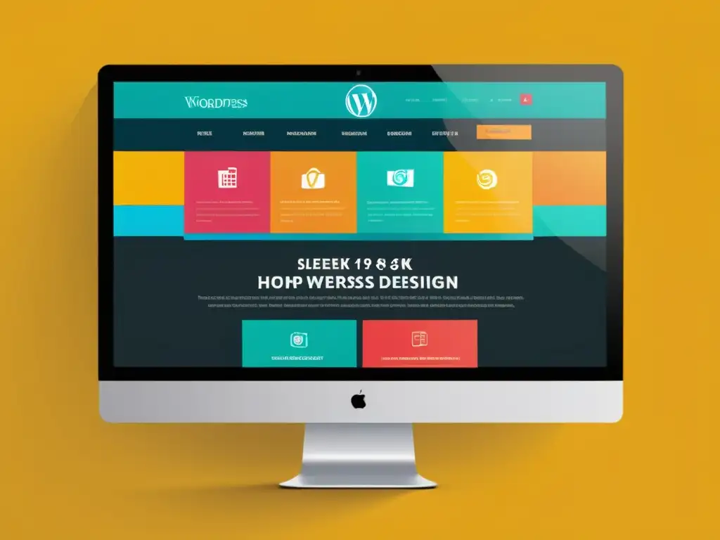 Imagen impresionante de diseño web moderno en WordPress, plataforma líder en creación web, con colores vibrantes y elementos dinámicos