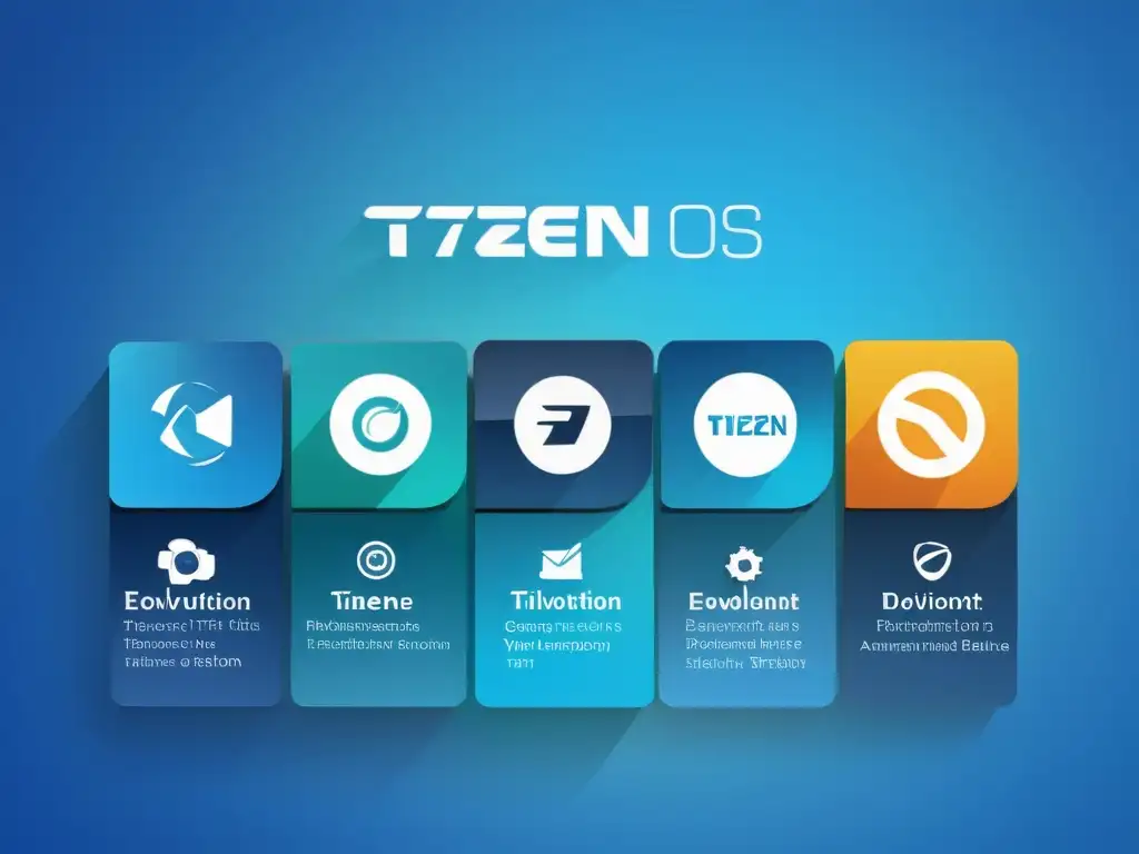 Una imagen moderna de la evolución de Tizen OS, resaltando sus ventajas con un diseño futurista y elementos tecnológicos