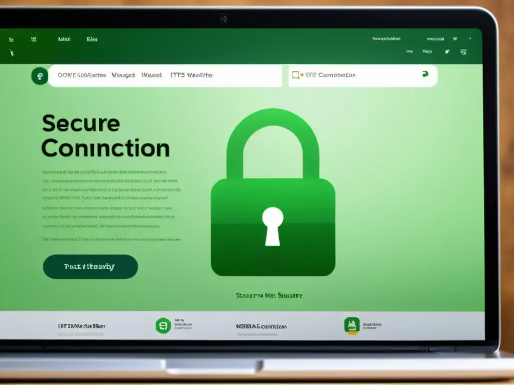 Imagen de página de inicio de un sitio web con HTTPS seguro y candado verde