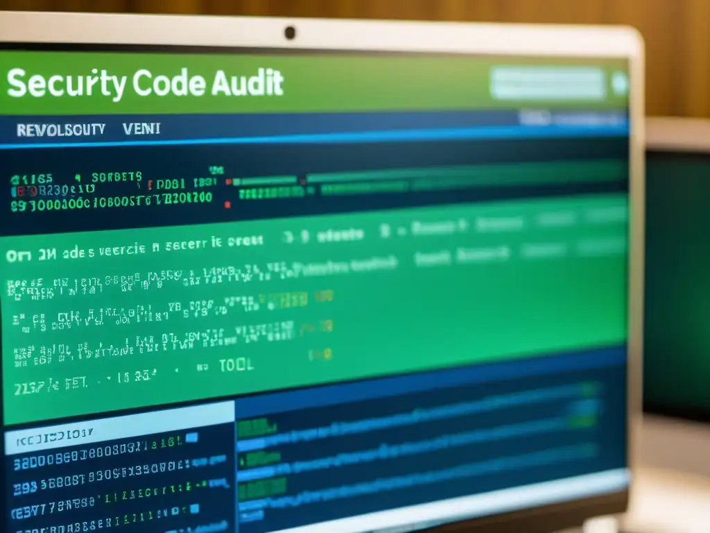 Una imagen de pantalla de computadora muestra código abierto con herramienta de revisión de seguridad, destacando vulnerabilidades