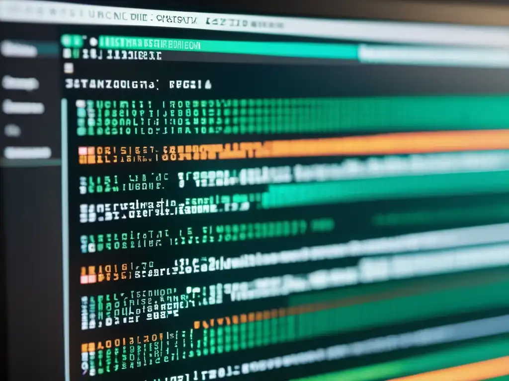 Una imagen de pantalla de computadora con código de programación, demostrando una revisión segura del código abierto con estilo moderno y profesional