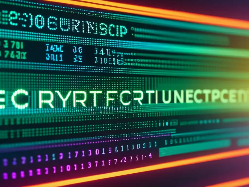 Imagen de pantalla de computadora con código complejo y vibrantes elementos visuales que representan seguridad en el software de código abierto