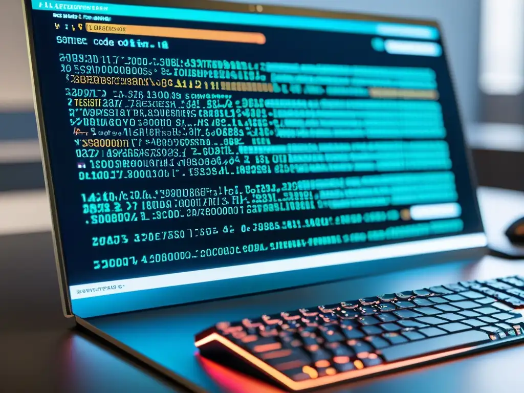 Imagen de pantalla de computadora con código de desarrollo seguro y moderno entorno de trabajo, ideal para frameworks open source