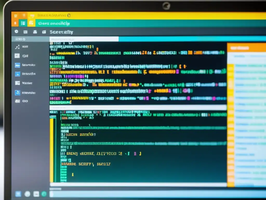 Imagen de alta resolución de pantalla de computadora mostrando código de seguridad en aplicación web open source