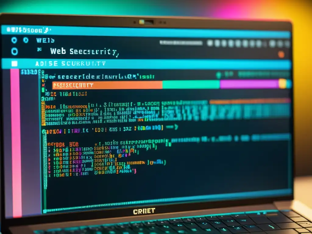 Imagen de pantalla de computadora con código complejo y pestañas abiertas, exudando profesionalismo y soluciones open source para vulnerabilidades web