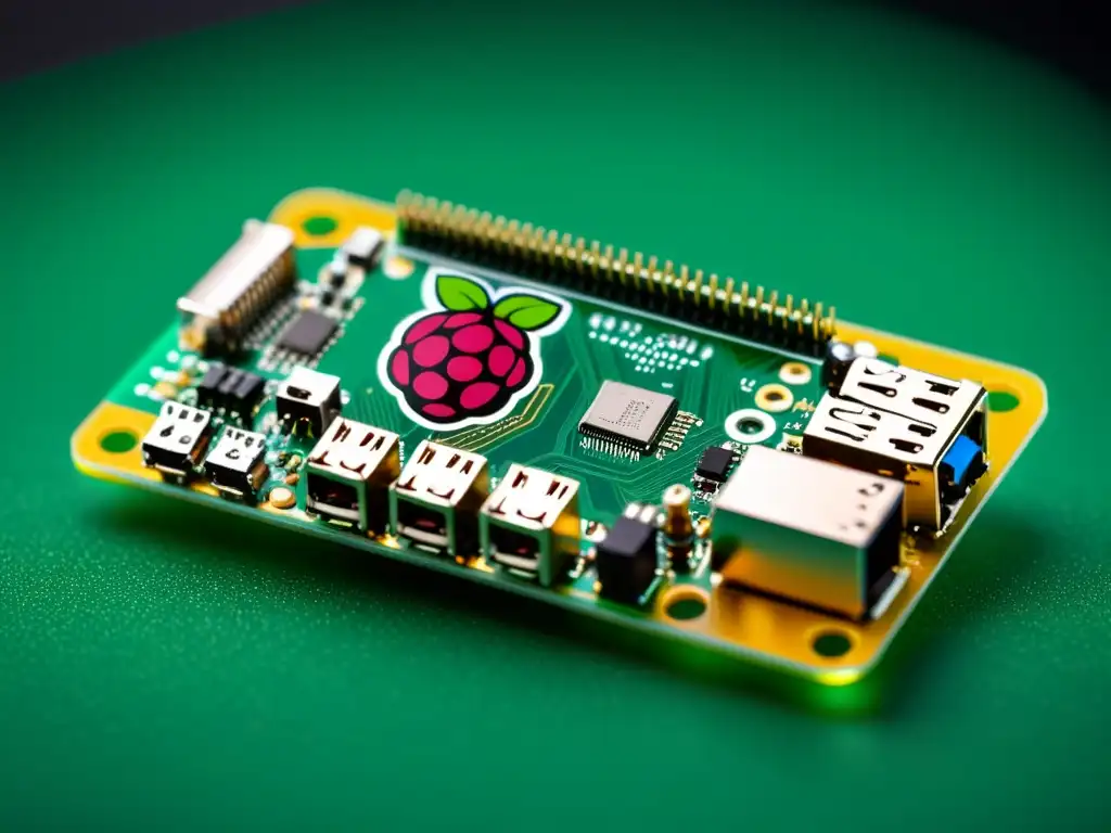 Detalles impresionantes: Raspberry Pi Zero en alta resolución Una imagen de alta resolución de una placa Raspberry Pi Zero con todos sus componentes claramente visibles