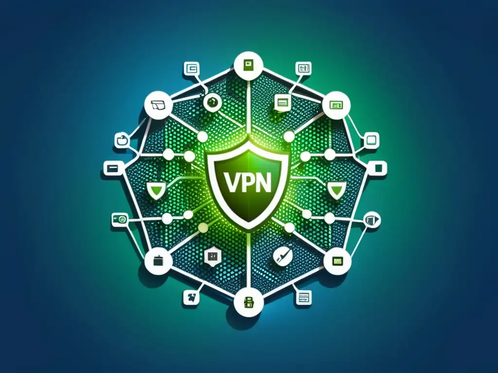 Imagen de red de dispositivos interconectados con encriptación y transmisión de datos, evocando experiencia tecnológica avanzada