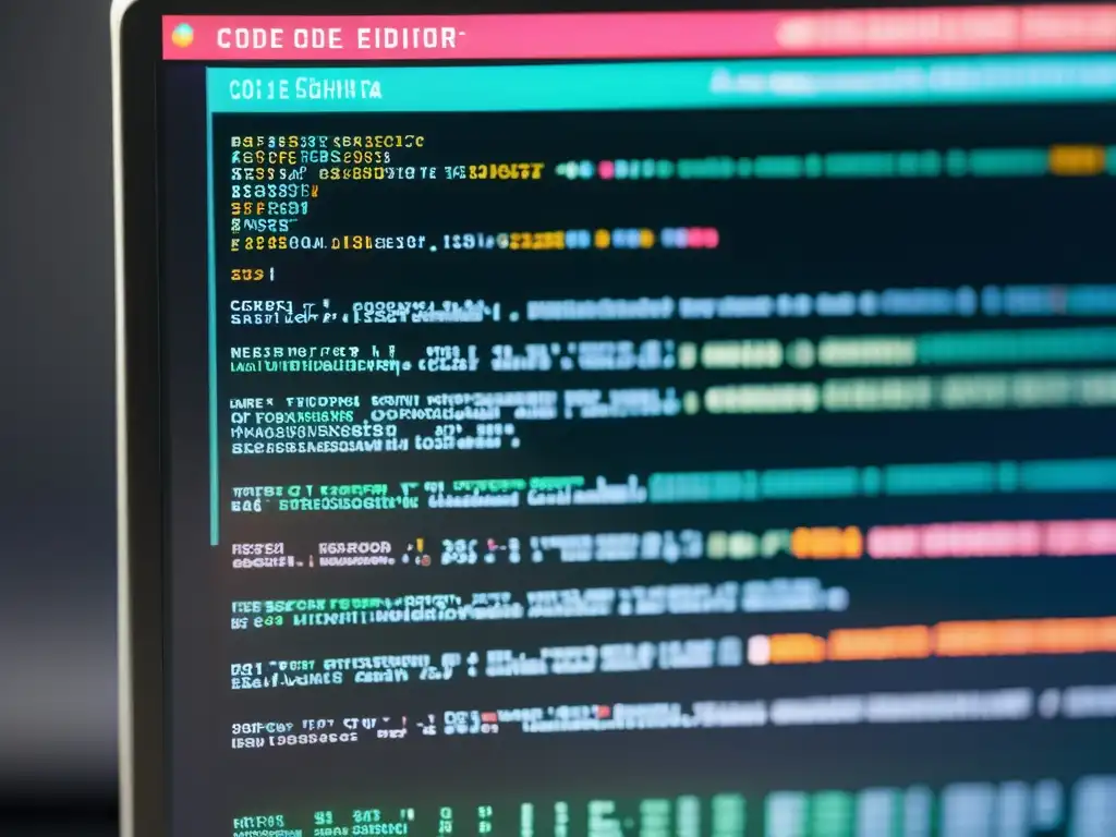 Una imagen de alta resolución de un código en pantalla con resaltado de sintaxis y una interfaz moderna