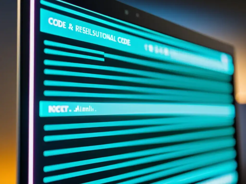 Imagen de alta resolución de una pantalla de computadora mostrando líneas de código complejo, con colores vibrantes y texto nítido