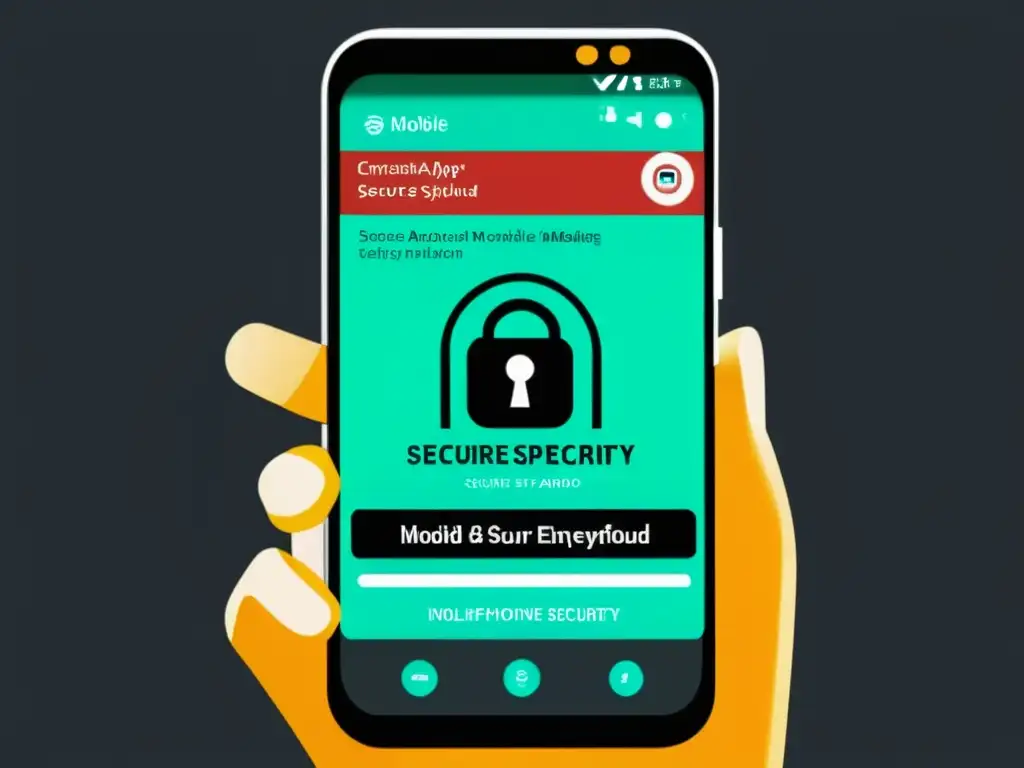Comparación impactante entre una app Android segura con símbolos de encriptación y otra vulnerable con advertencias