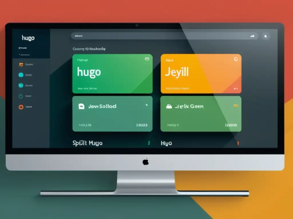 Una impactante comparativa entre Jekyll y Hugo, mostrando sus interfaces y características en pantalla dividida