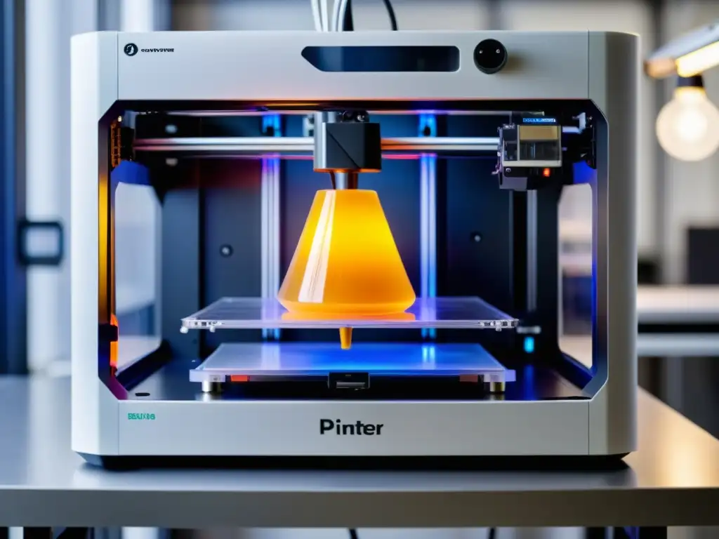 Una impresionante impresora 3D de código abierto en acción, mostrando su tecnología puntera y precisión