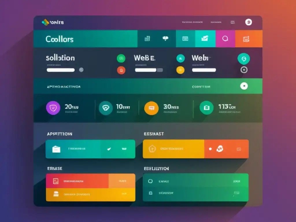 Una impresionante interfaz de aplicación web moderna y elegante, con colores vibrantes y elementos interactivos